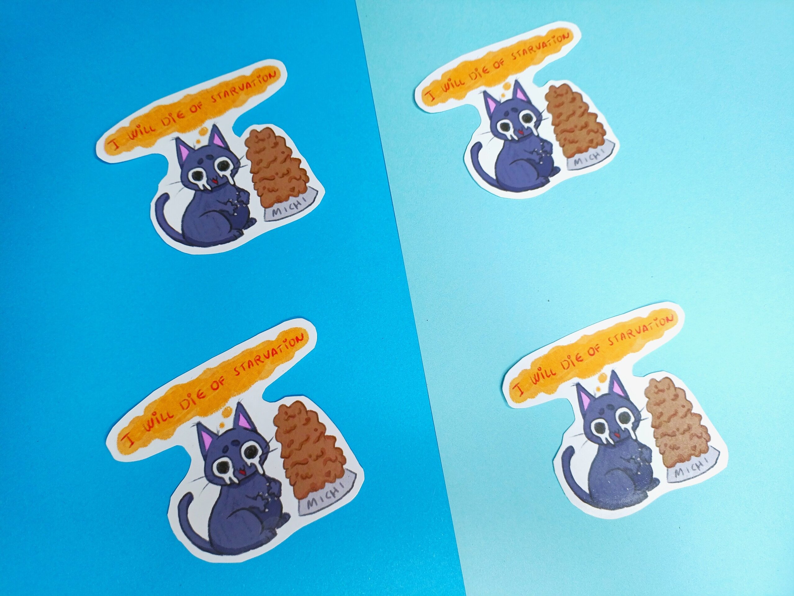 Pegatina de vinilo de gatito hambriento - 4