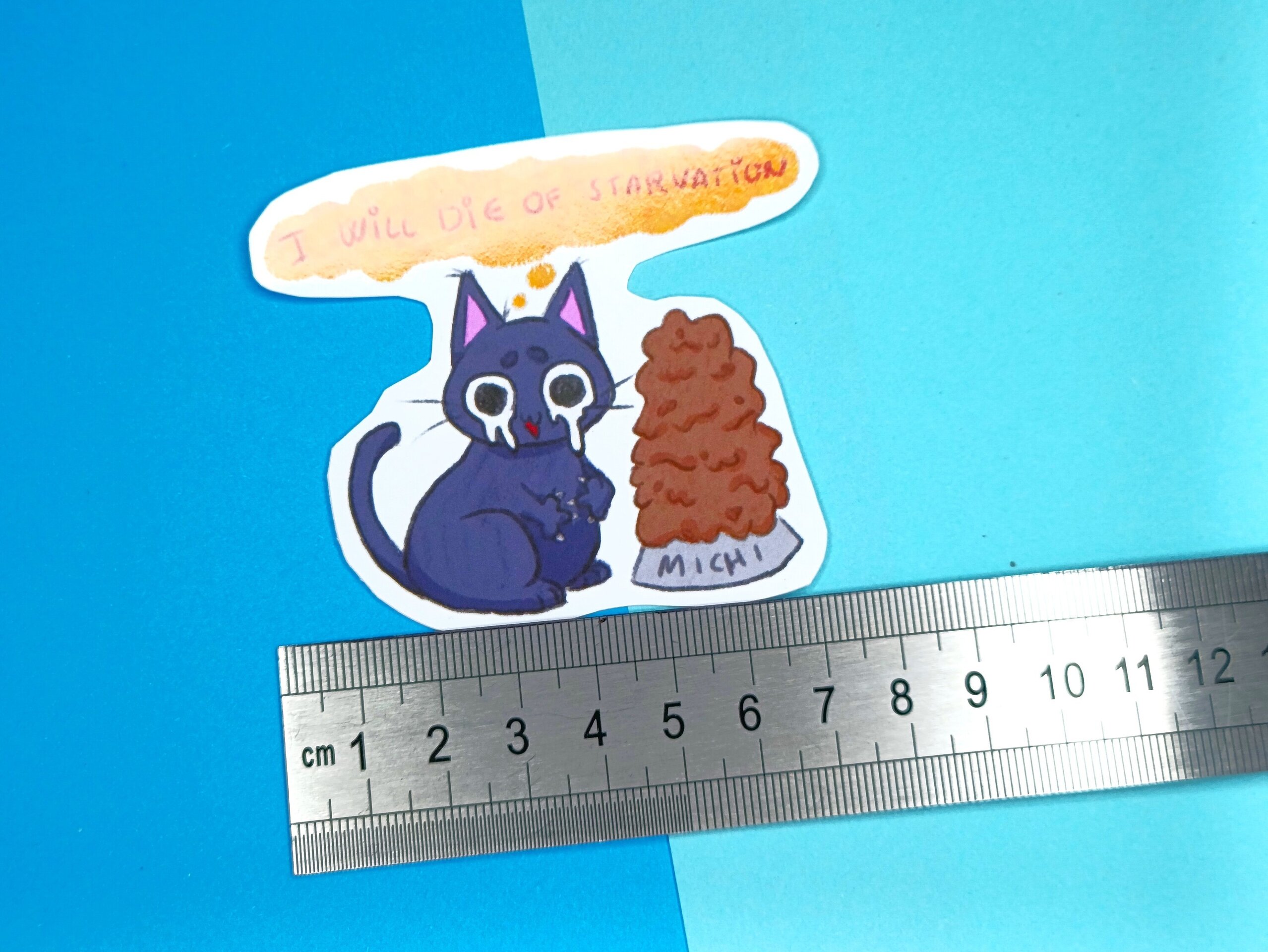 Pegatina de vinilo de gatito hambriento - 2