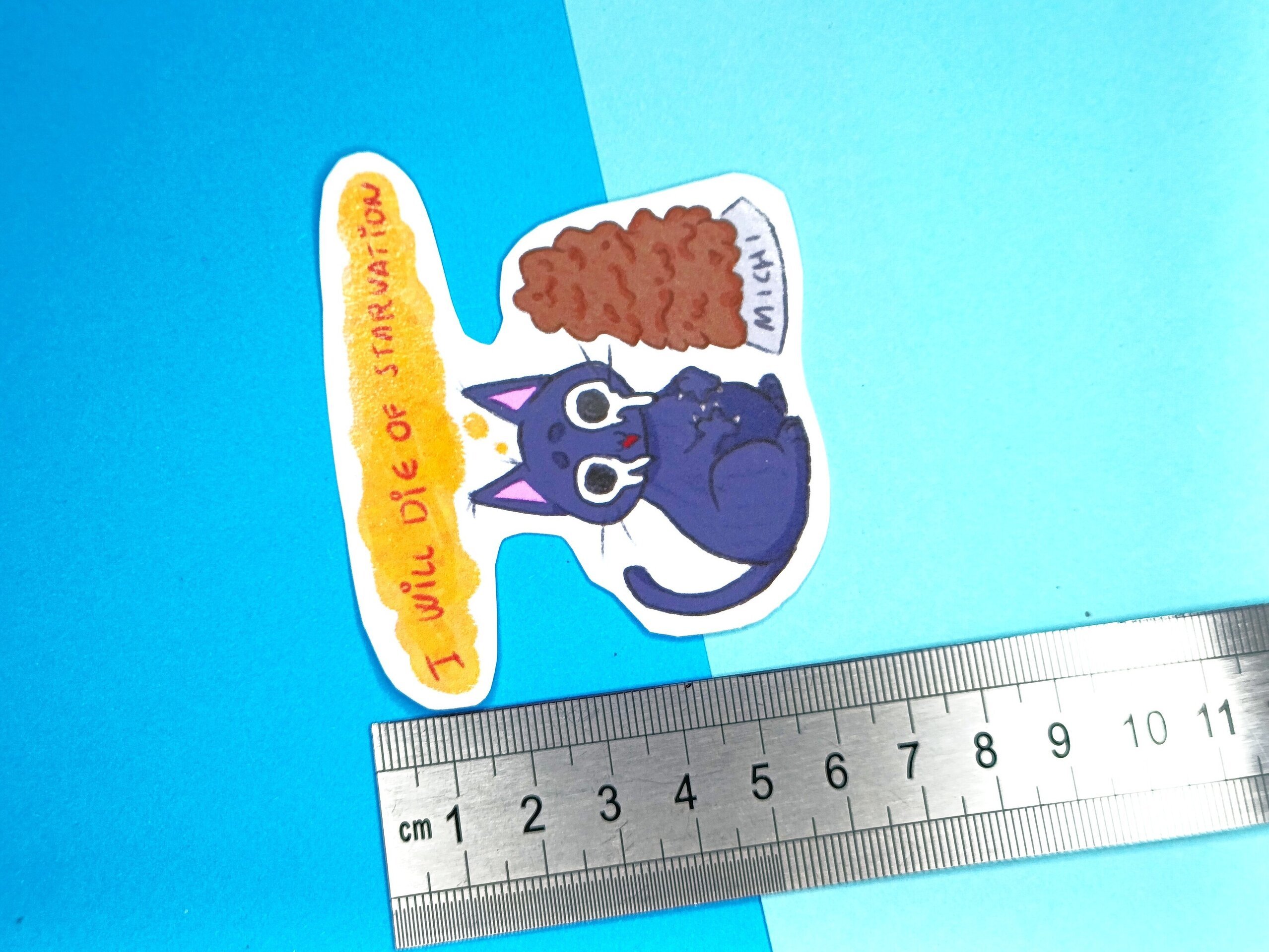 Pegatina de vinilo de gatito hambriento - 3