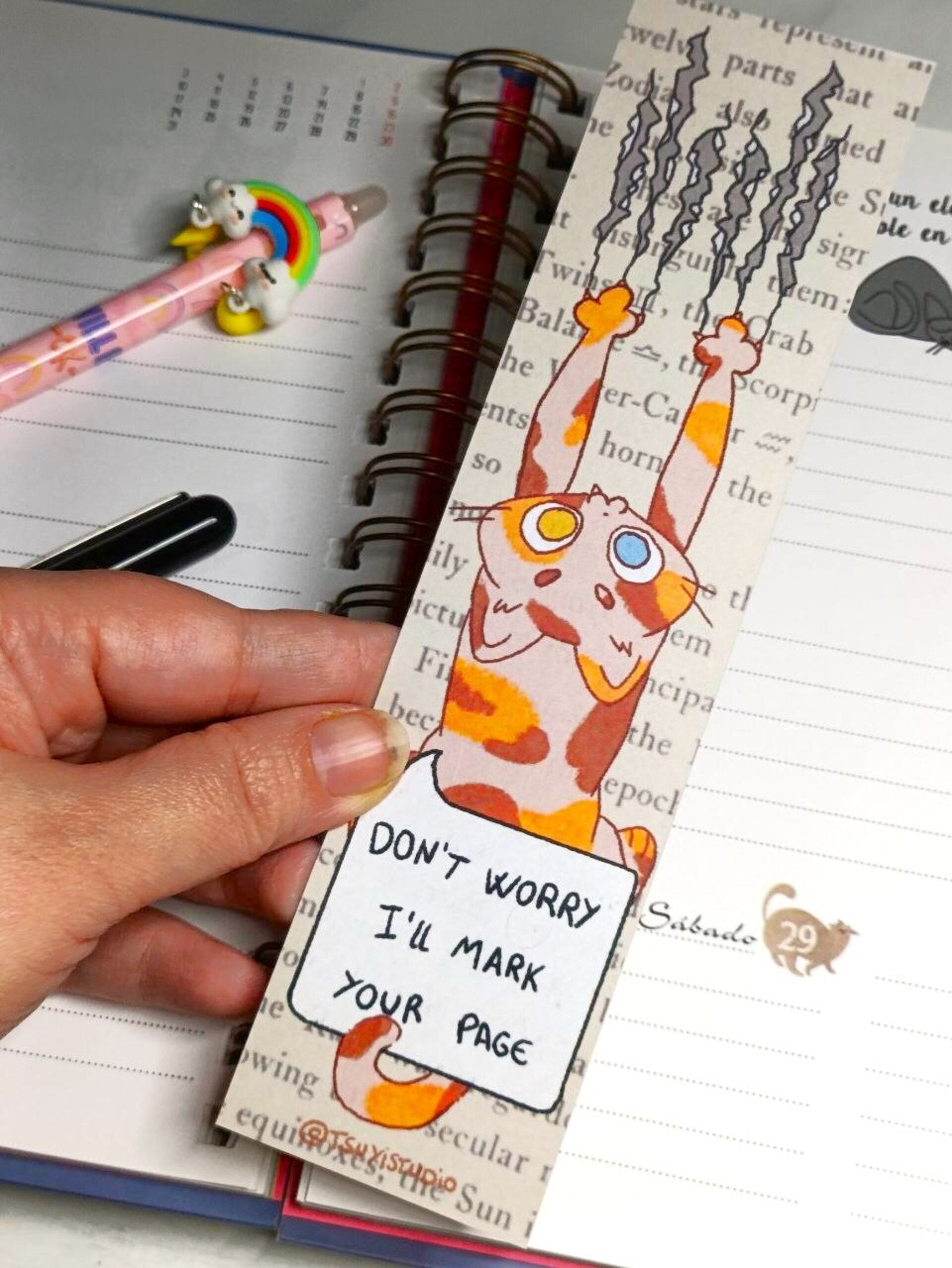 Marcapáginas de gatito travieso - 1