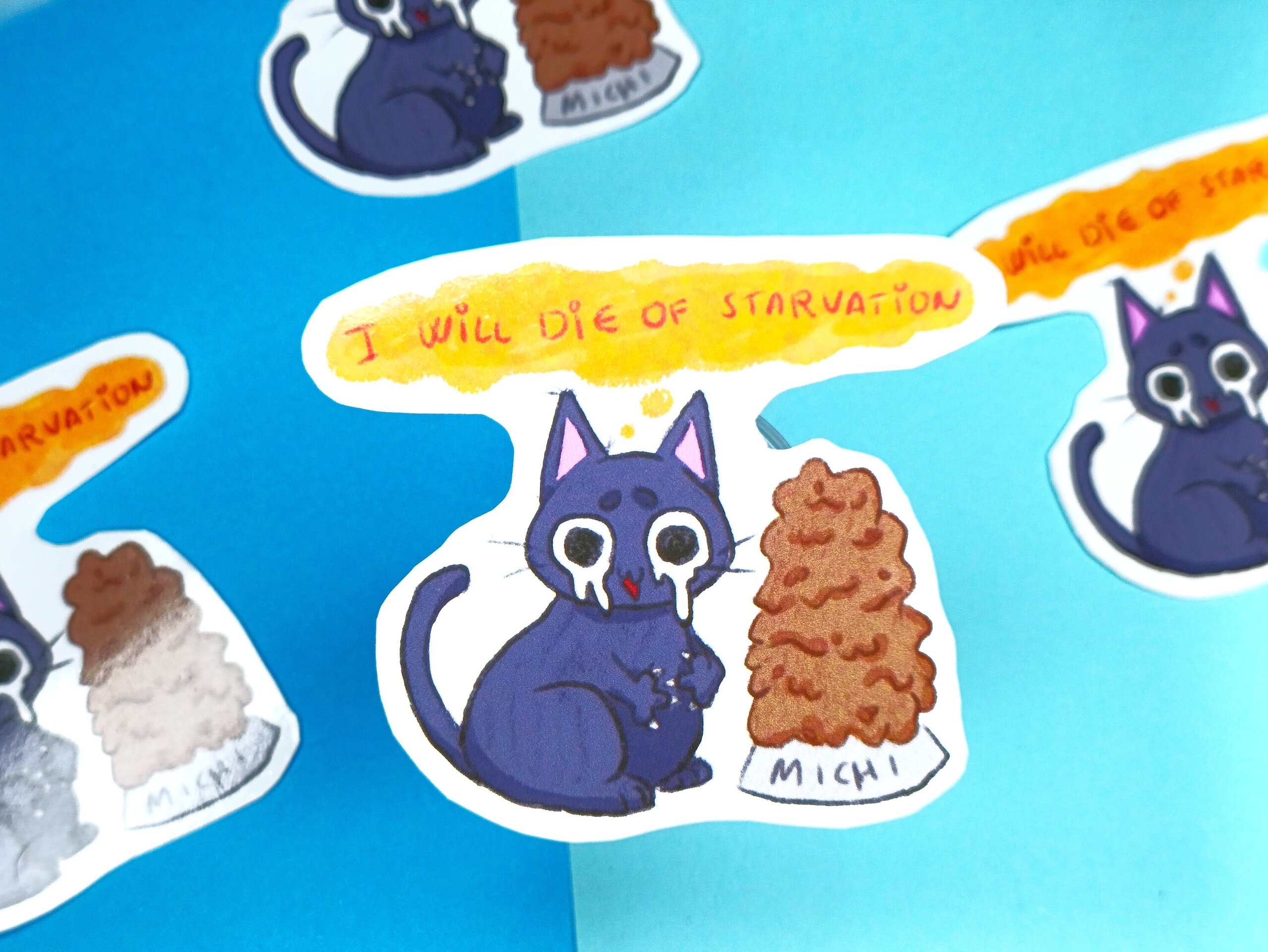 Pegatina de vinilo de gatito hambriento - 5